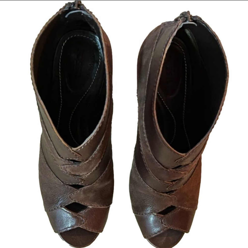 Fossil Bobbi Leather Peep Toe Booties Size 8.5 - Picture 6 of 8